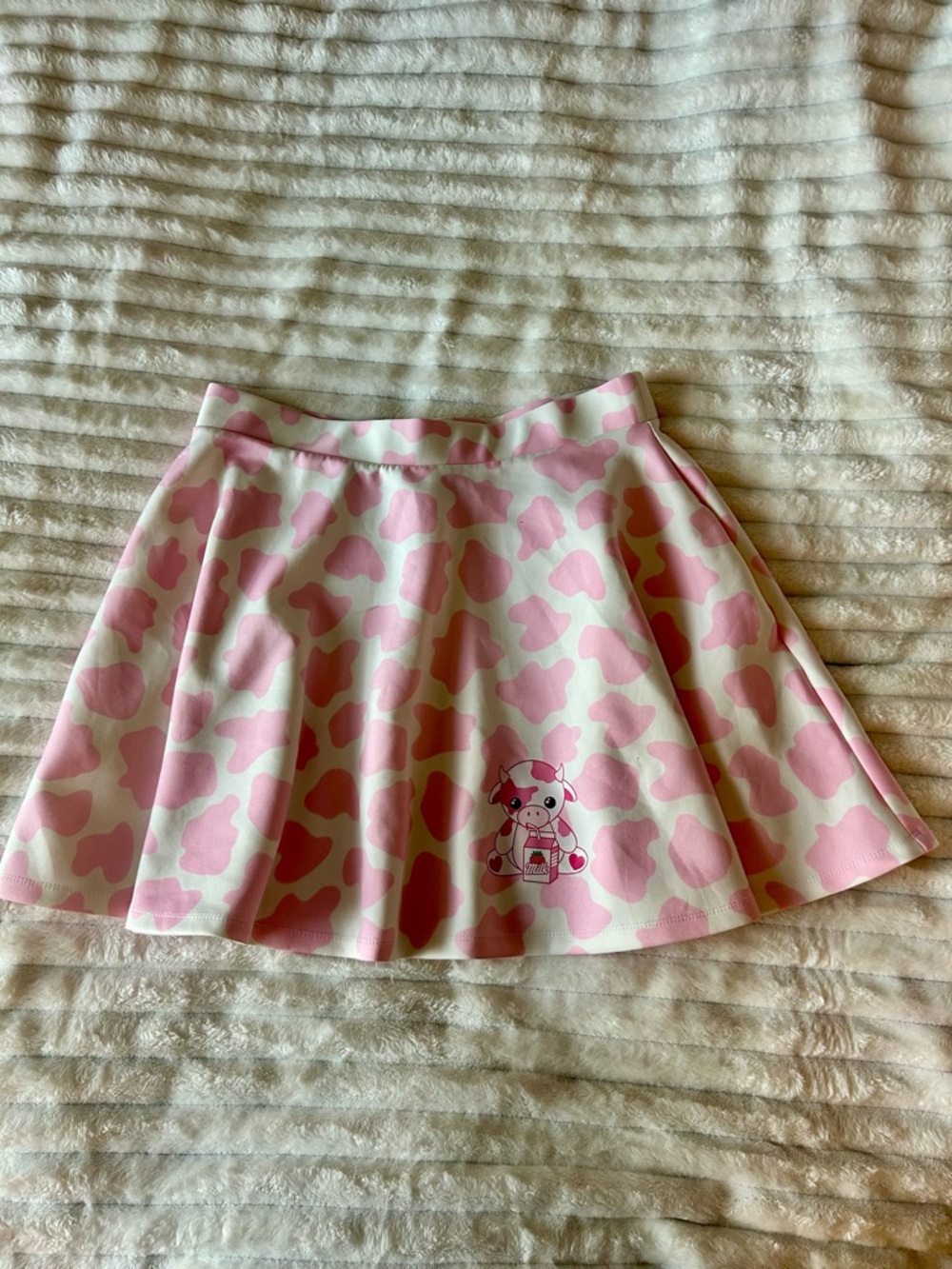 Hot Topic Pink and White Cow Print Circle Skater Skirt
